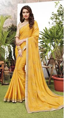 Yellow woven art silk saree with blouse 1