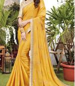Yellow woven art silk saree with blouse