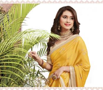 Yellow woven art silk saree with blouse 2