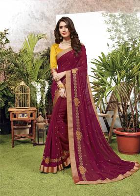 Maroon woven art silk saree with blouse 1