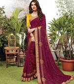 Maroon woven art silk saree with blouse