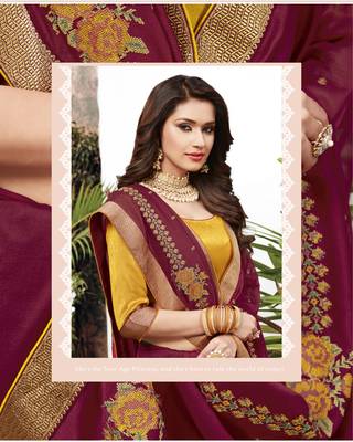 Maroon woven art silk saree with blouse 2