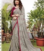 Grey woven art silk saree with blouse