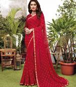Red woven art silk saree with blouse