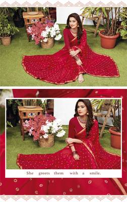 Red woven art silk saree with blouse 2