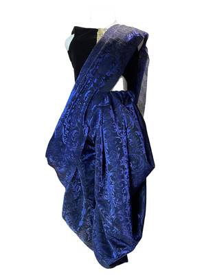 Anitabalia_Label Baby Girl's valvete crop top, self print Dhoti Saree Fully Stitched.Blue 3