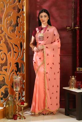 Pink Hand Woven Georgette Saree With Blouse 2