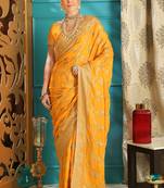 Yellow Embroidered Silk Saree With Blouse