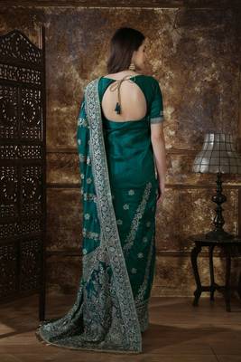 Light Green Embroidered Silk Saree With Blouse 2