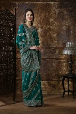 Light Green Embroidered Silk Saree With Blouse 3