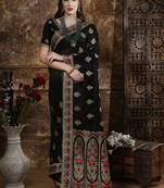 Black Embroidered Silk Saree With Blouse