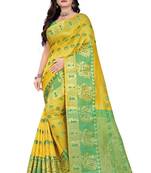 Yellow Woven Cotton Silk Saree With Blouse