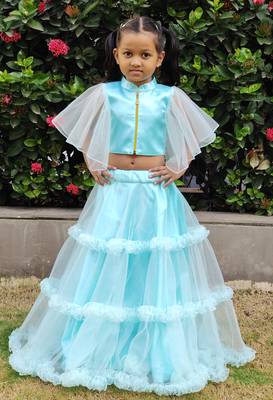 Kids Sky Blue Lehenga Choli 1