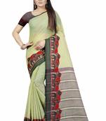 Light Green Linen Gala Jacquard Border Saree With Blouse