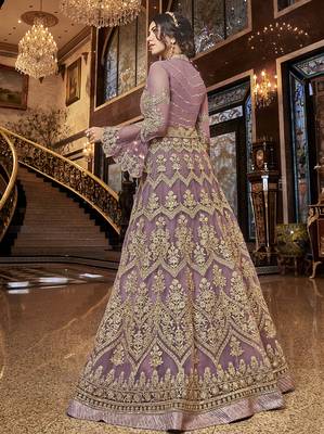 Light-purple embroidered net salwar 2