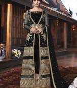 Black embroidered net salwar