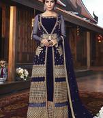 Blue embroidered net salwar