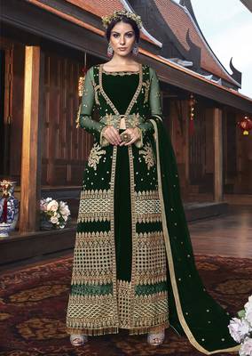 Green embroidered net salwar 1
