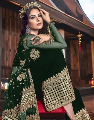 Green embroidered net salwar 2