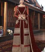 Maroon embroidered net salwar