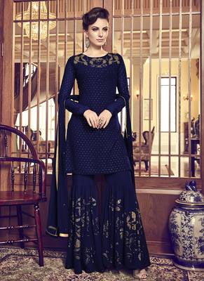 Blue diamond work faux georgette salwar 1