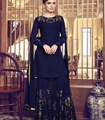 Blue diamond work faux georgette salwar