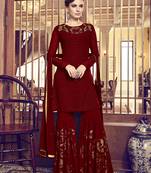 Maroon diamond work faux georgette salwar
