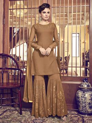 Brown diamond work faux georgette salwar 1