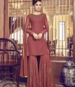 Light-plum diamond work faux georgette salwar