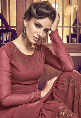 Light-plum diamond work faux georgette salwar 2