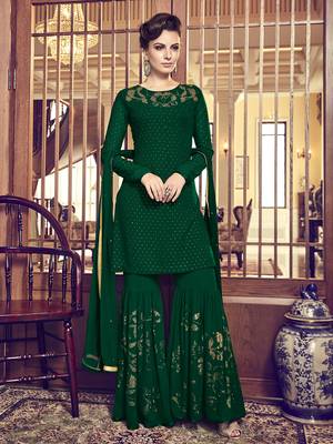 Green diamond work faux georgette salwar 1