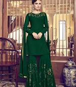 Green diamond work faux georgette salwar