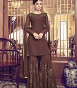 Light-chocolate diamond work faux georgette salwar