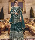 Dark-jade embroidered net salwar