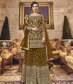 Brown embroidered net salwar
