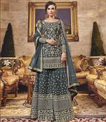 Dark-grey embroidered net salwar