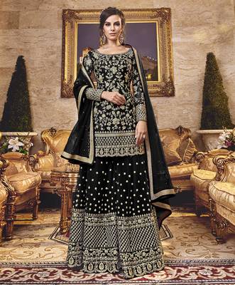 Black embroidered net salwar 1
