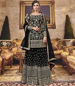 Black embroidered net salwar