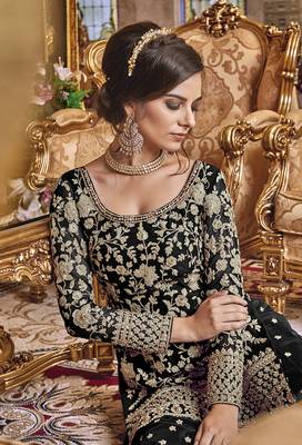 Black embroidered net salwar 2