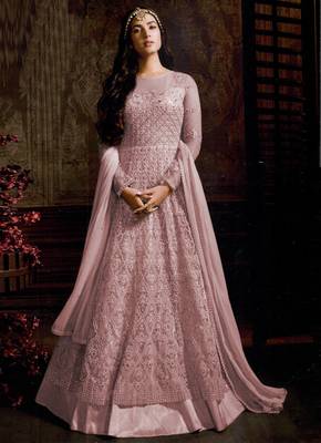 Light-pink embroidered net salwar 1