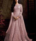 Light-pink embroidered net salwar