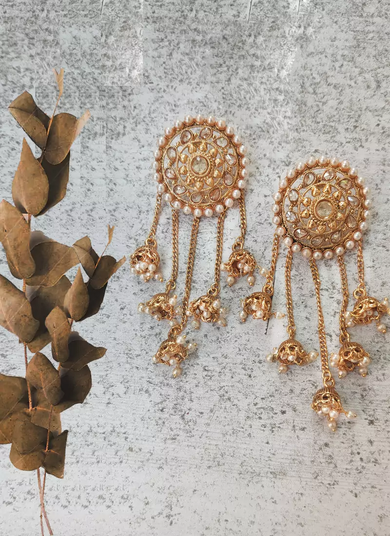 Gold Plated Stylish Pearl Jhumka Jhumki Traditional Earrings