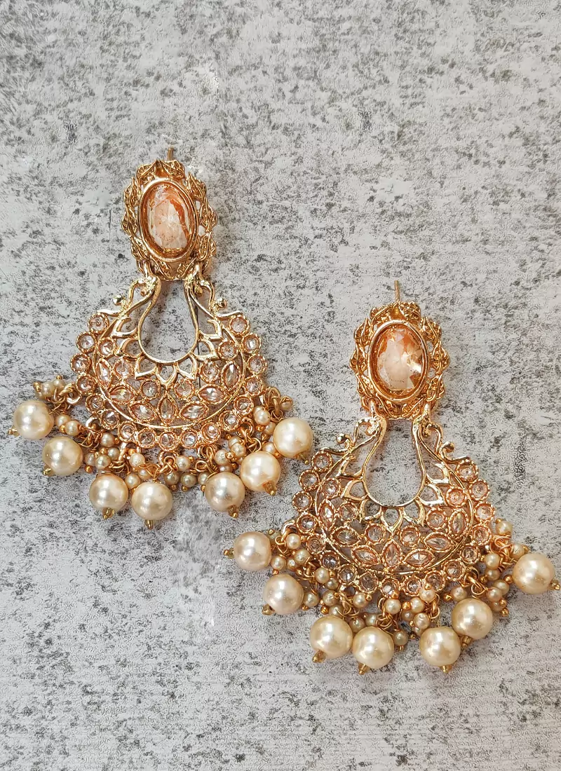 Gold-Plated Stone Dangle & Drop Earrings