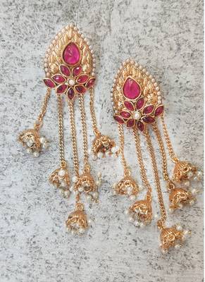 Gold Plated Stylish Pearl Jhumka Traditional Earrings 1