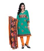 multicolor printed cotton unstitched salwar kameez with dupatta