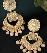 Gold Toned & Peach Coloured Classic Drop Earrings