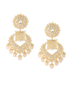 Gold Toned & Peach Coloured Classic Drop Earrings 3