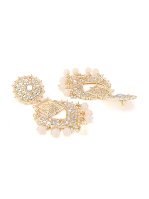 Gold Toned & Peach Coloured Classic Drop Earrings 4