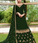 Eid Mubarak Pakistani Green Georgette Embroider Work With Ghaghra Suit 
