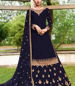 Blue Georgette Embroider Work With Ghaghra Suit 